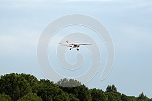 Model airplane stunt plane spinning.