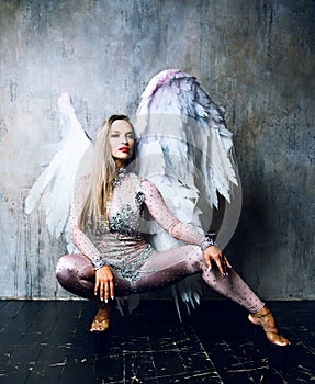 Model with angel wings