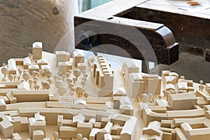 Model of architecture with carpenter vice