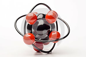 Model of an atom on a white background.