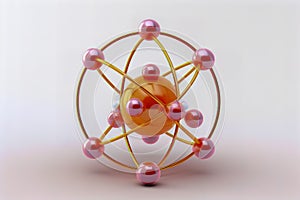 Model of atom on white background. Generative AI