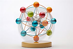 Model of atom on white background. Generative AI