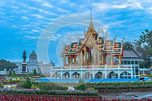 the model of Bang Pa In Royal palace in the pool from Ayuthaya