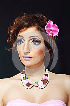 Model with barbie make-up