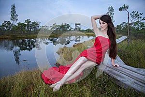 Model in a bog