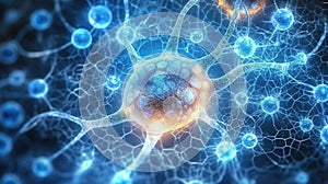 Model of brain cells in the human body. 3d Illustration. Generative AI