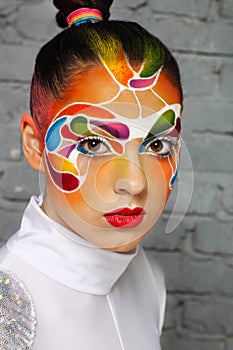 Model with bright creative make up