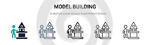 Model building icon in filled, thin line, outline and stroke style. Vector illustration of two colored and black model building