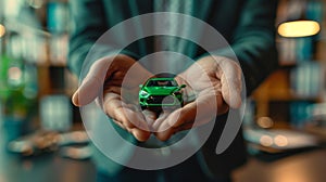 The Model Car in Hands. AI generated