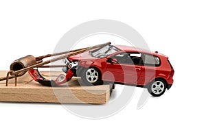 Model car in a mousetrap