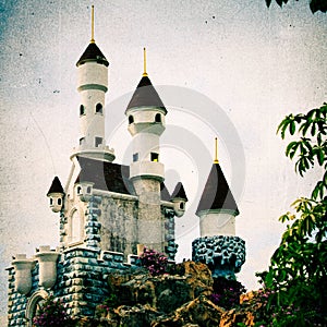 Model castle processed in grunge style