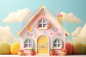 Model children's toy constructor. Cute doll house. A modern life simulation toy.