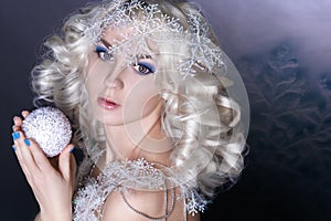 Model creative image with frozen makeup