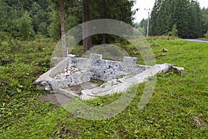 Model of dam on mountain stream in forest