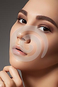 Model face with fashion make-up, health clean skin