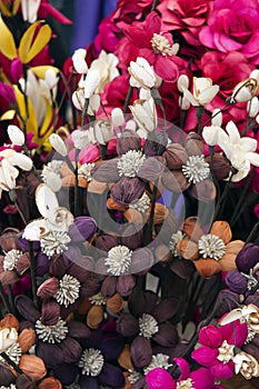 Model among the flowersl in vase