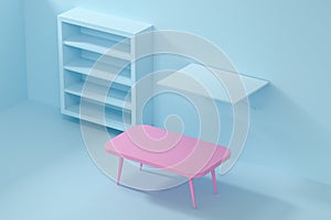 Model of furniture in the living room, 3d rendering