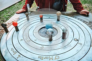 Model of geocentric solar system. The ancient idea of the rotation of the planets, the moon and the sun around the earth