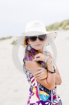 Model girl on the beach