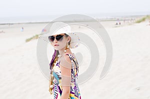 Model girl on the beach