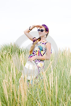 Model girl on the beach