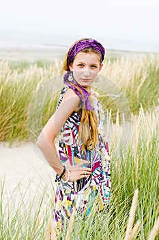 Model girl on the beach