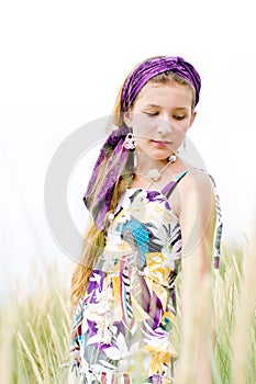 Model girl on the beach