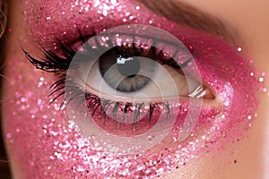 Model girl pink glitter. Generate Ai