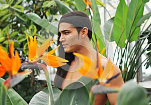 Model in a greenhouse