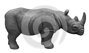 Model of a grey African rhinoceros or rhino isolated on white