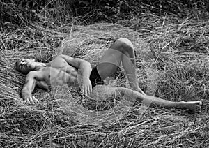 Model in a hay photo