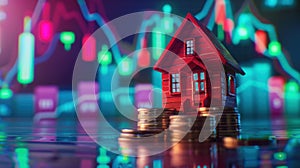The model house on coins.AI generated image