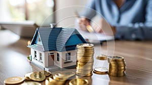 The model house and coins. AI generated