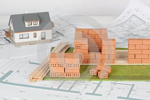 Model house construction with brick