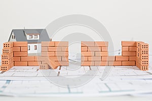 Model house construction with brick