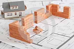 Model house construction with brick