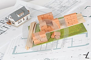 Model house construction with brick