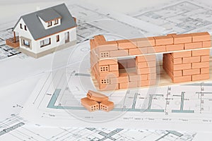 Model house construction with brick