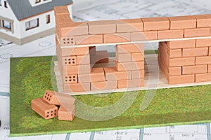 Model house construction with brick