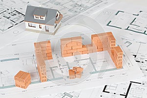 Model house construction with brick