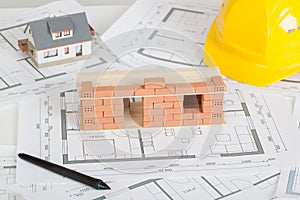 Model house construction with brick