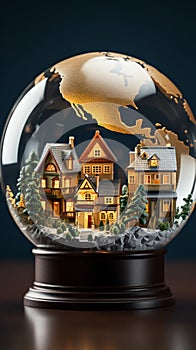 A model house with a globe atop symbolizing global homeownership