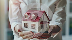 The Model House in Hands. AI generated