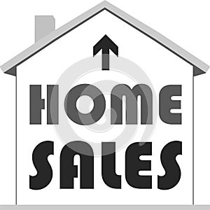 Model house icon with home sales text