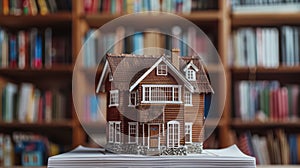 The model house in library. AI generated