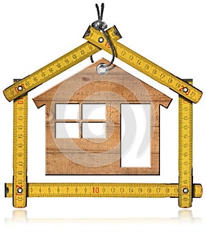 Model House and Wooden Folding Ruler