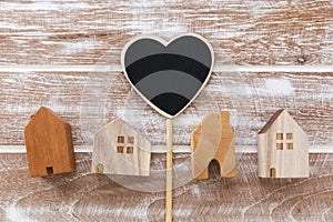 Model of houses with heart sign