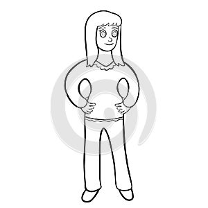 Model of human girl , women with long hair. vector illustration