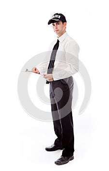 Model isolated on white with blank score board