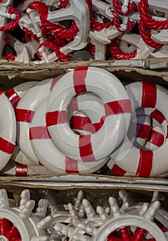 Model Lifesaver or life preservers on shelf